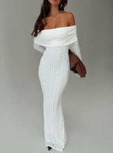Sofenna Long Sleeve Off Shoulder Maxi Dress White