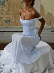 Angiola Corset Off Shoulder Maxi Dress Blue