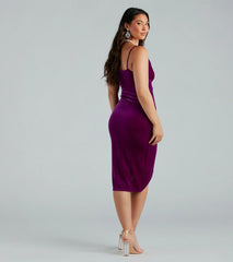 Mailee Formal Velvet V-Neck Wrap Midi Dress