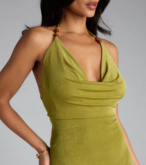 Chic Paradise Halter Open Back Slit Midi Dress