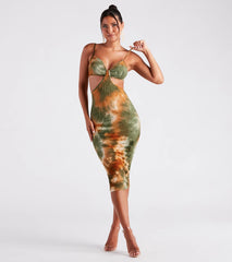 Summer In Tie Dye Cutout Midi Dress