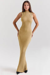 gold metallic maxi dress