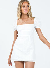 Havena Anglaise Mini Dress White