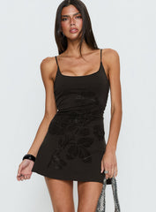 Zalira Floral Detail Playsuit Dark Grey