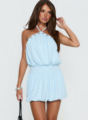 Sunnee Eyelet Detail Playsuit Icy Blue