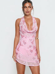 Longer Daylight Cowl Halter Playsuit Pink