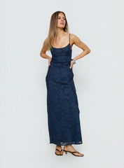 Ariadne Scoop Backless Maxi Dress Navy Burnout