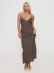 Jorjana Maxi Dress Brown / White Polka Dot
