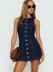 Yumiko Denim Romper Raw Denim