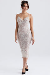 antique ivory lace midi dress