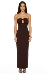 Jordan Brown Crepe Strapless Maxi Dress