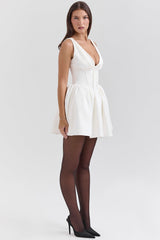ivory satin mini dress