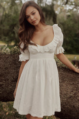 white broderie anglaise regency babydoll mini dress