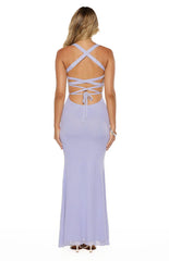 Amelie Lilac Mesh Formal Maxi Dress