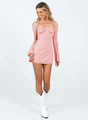 Dyer Sheer Sleeve Mini Dress Pink