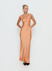 Isitt Cowl Crossover Back Maxi Dress Orange