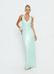Isanna Halter Sequin Maxi Dress Jelly Mint
