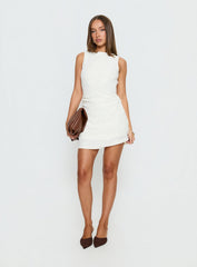 Falling Stars Ruched Mini dress Cream