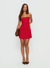 Kameila Strapless Mini Dress Red
