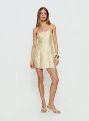 Cross Your Heart Strapless Mini Dress Lemon