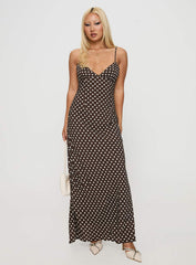 Jorjana Maxi Dress Brown / White Polka Dot