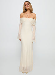 Perdita Long Sleeve Lace Maxi Dress Cream