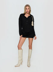 Tareno Long Sleeve Shirt Dress Black