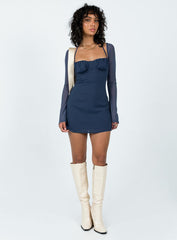 Dyer Sheer Sleeve Mini Dress Navy