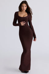 chocolat long sleeve bandage maxi dress
