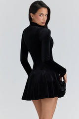 black velvet keyhole mini dress