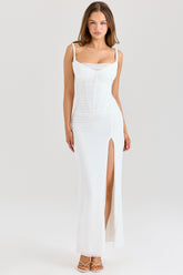 white mesh maxi dress