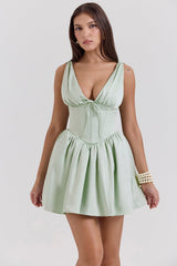 pistachio satin mini dress - sale