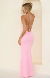 Harriet Pink Crepe Maxi Dress