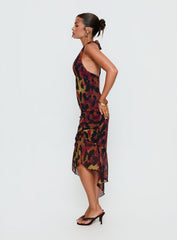 Katriona Halter Asymmetrical Maxi Dress Leopard Multi