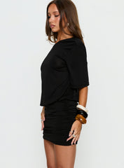 Romma Backless Slouchy Mini Dress Black