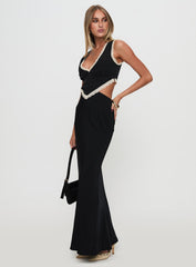Keila Lace Trim Maxi Dress Black / Cream