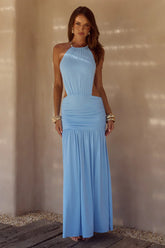 IMELDA HIGH NECK MAXI DRESS - SKY BLUE