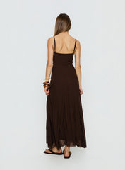 Janeira Pleat Maxi Dress Chocolate