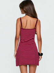 Rydar Scoop Mini Dress Red Stripe