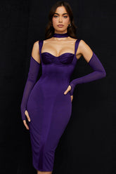 grape corset midi dress