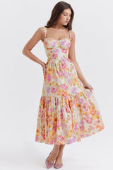 ivory floral midi sundress