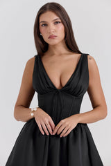 black satin mini dress - sale