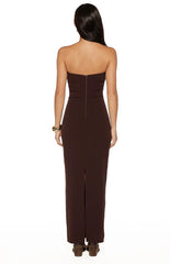 Jordan Brown Crepe Strapless Maxi Dress