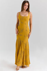 gold embellished hand beaded maxi dress