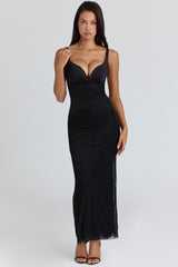 black hand beaded embellished maxi dress - limited edition