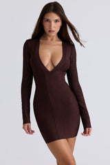 chocolate long sleeve bandage mini dress