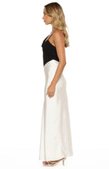 Elise Black Satin Cowl Front Maxi Dress