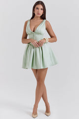 pistachio satin mini dress - sale
