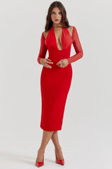 scarlet plunge midi dress