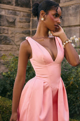 peach satin pleated midi dress - sale